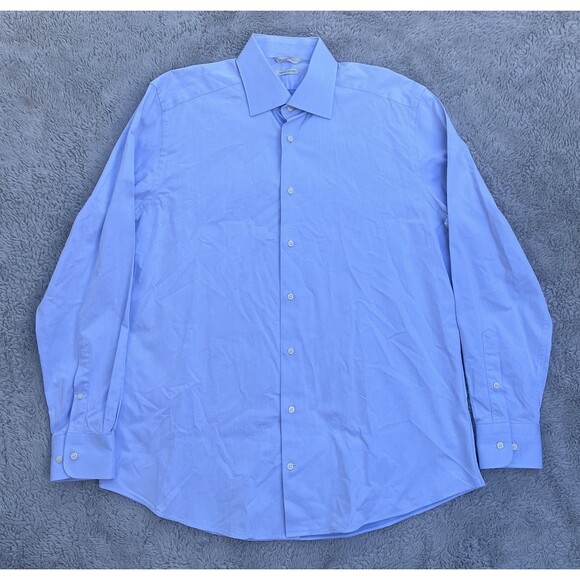 SuitSupply Egyptian Cotton Button Up Shirt Tessitura Monti Blue 43/17 H9092U - Picture 1 of 6